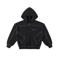 Contrast-Stitched Fleece Zip Hoodie
