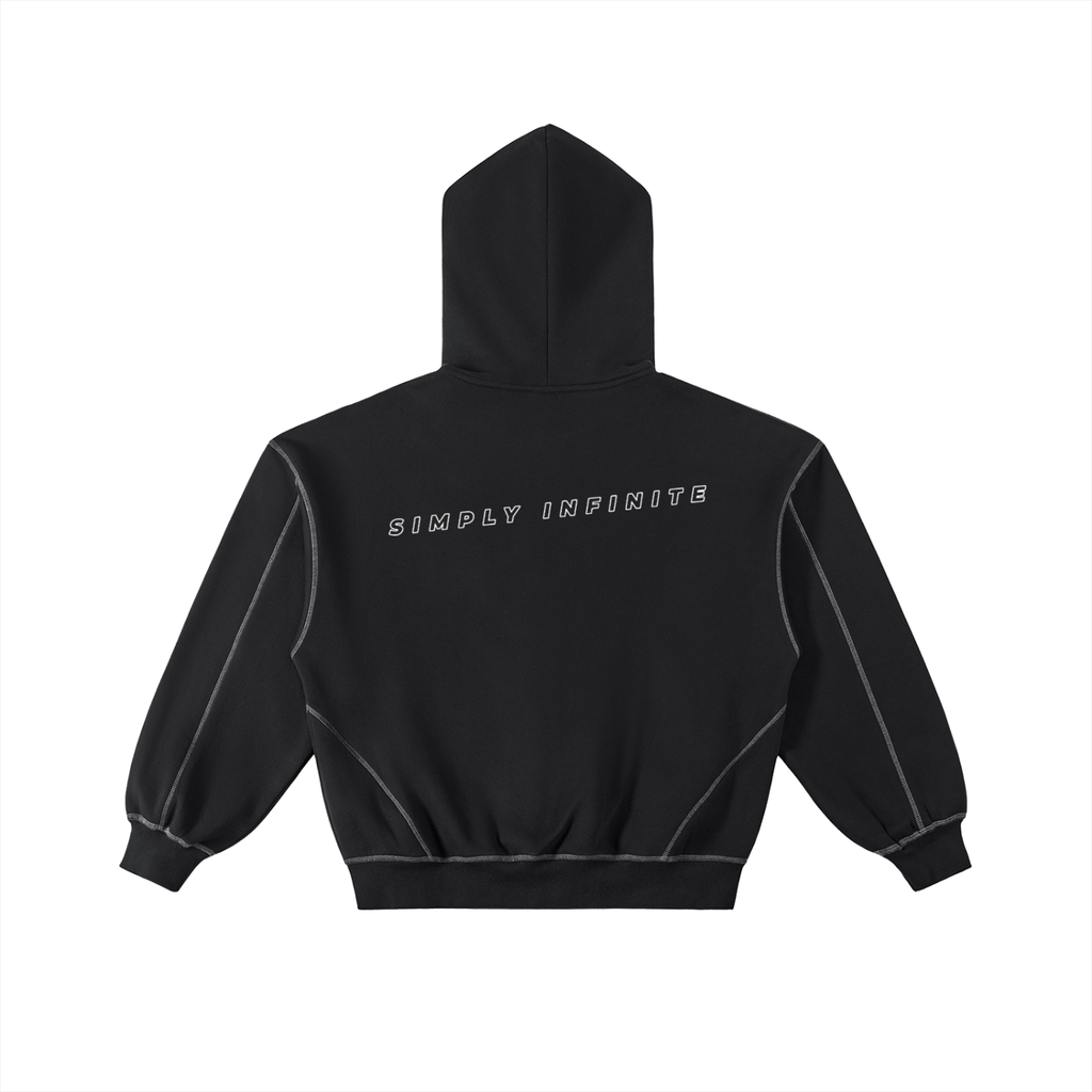 Contrast-Stitched Fleece Zip Hoodie